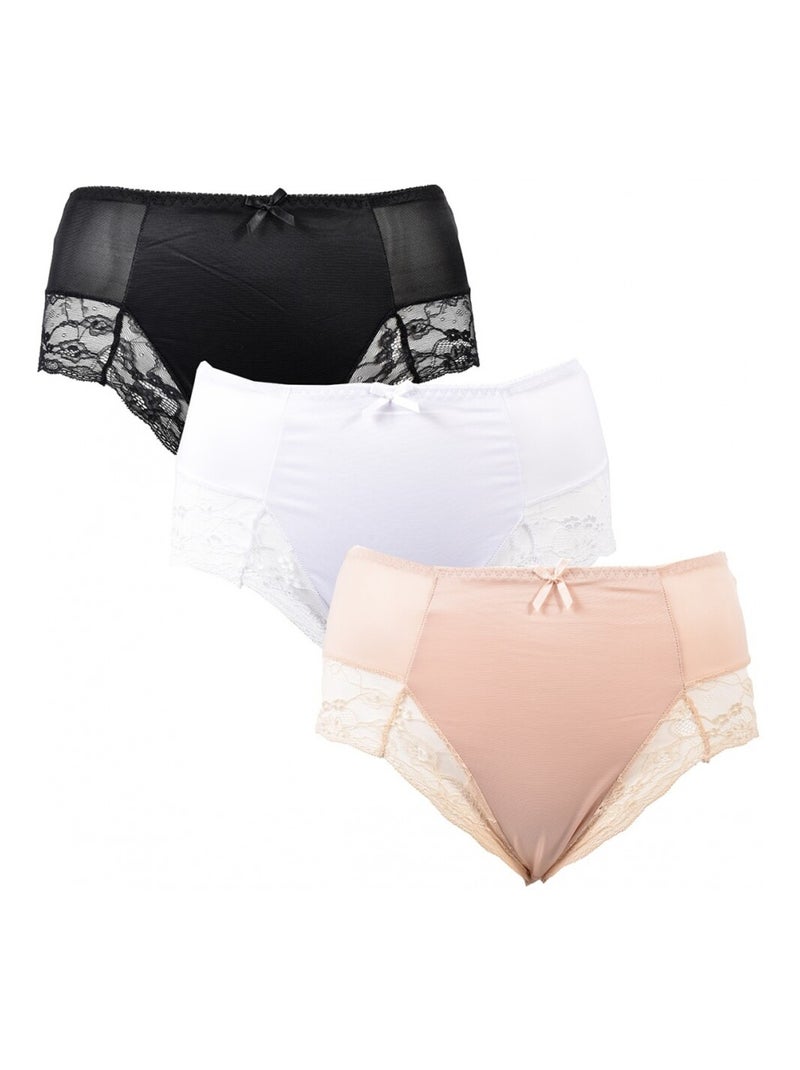 Culotte Femme INFINITIF - Pack de 3 Noir Beige Blanc - Kiabi