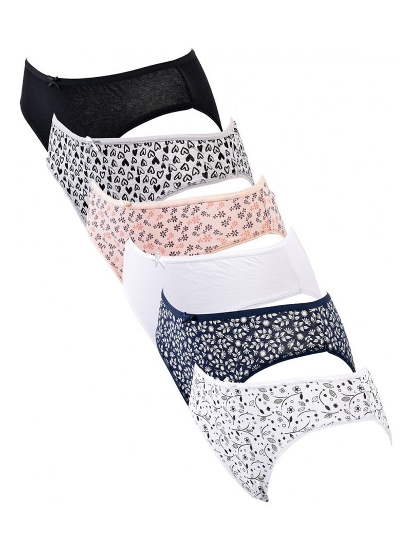 Culotte Femme INFINITIF - Pack de 6 Noir Multicolore Blanc - Kiabi