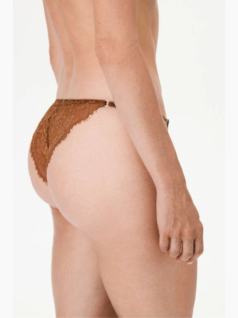 Culotte femme micro brésilienne dentelle penti Vert kaki - Kiabi