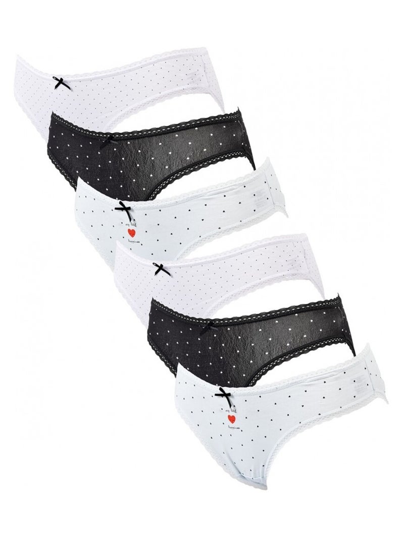 Culotte Femme TRESS - Pack de 6 Blanc Gris Noir - Kiabi