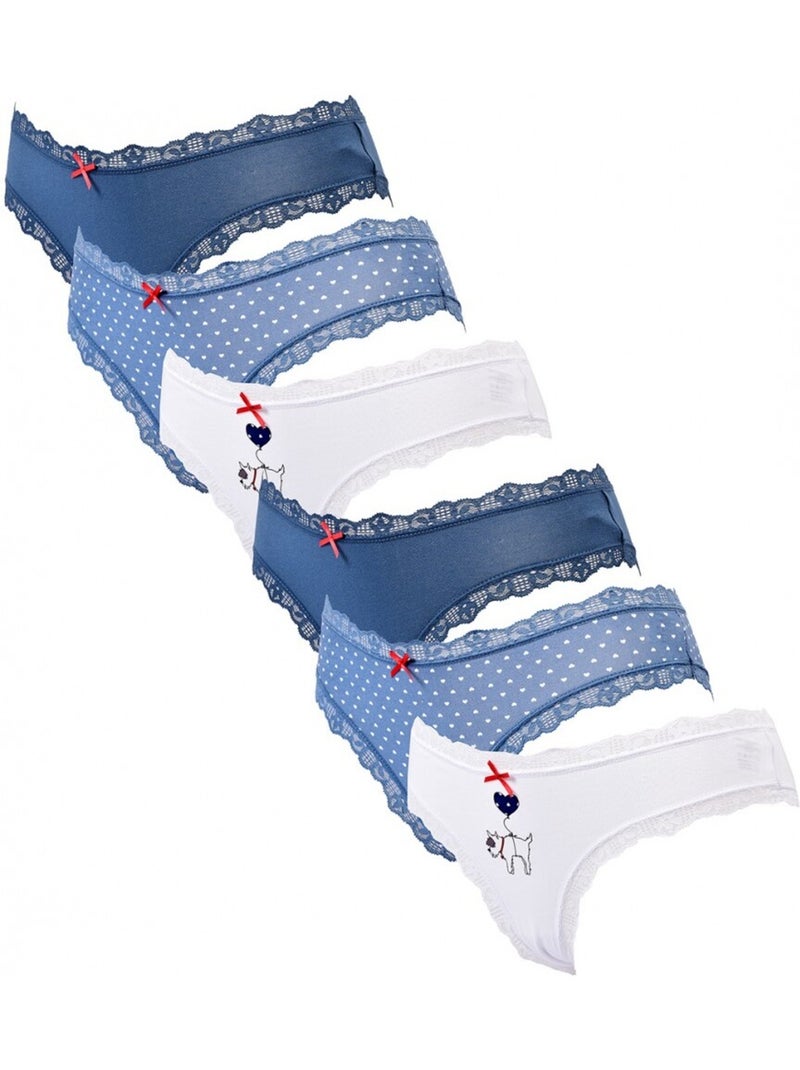 Culotte Femme TRESS - Pack de 6 Bleu Bleu Blanc - Kiabi
