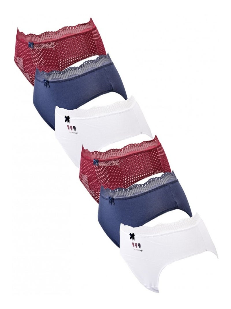 Culotte Femme TRESS - Pack de 6 Bleu Rouge Blanc - Kiabi