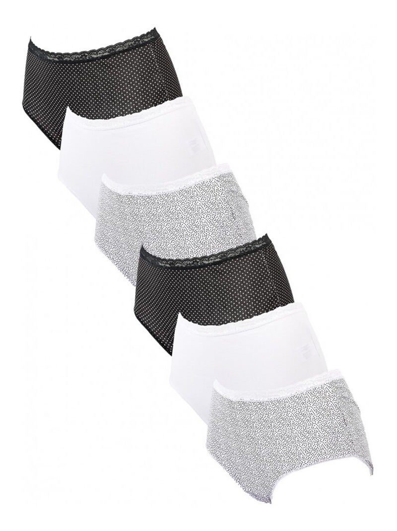 Culotte Femme TRESS - Pack de 6 Noir Blanc Gris - Kiabi