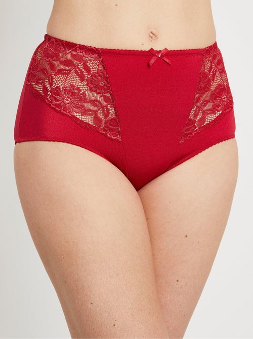 Culotte gainante maille microfibre et dentelle - Afibel - Kiabi