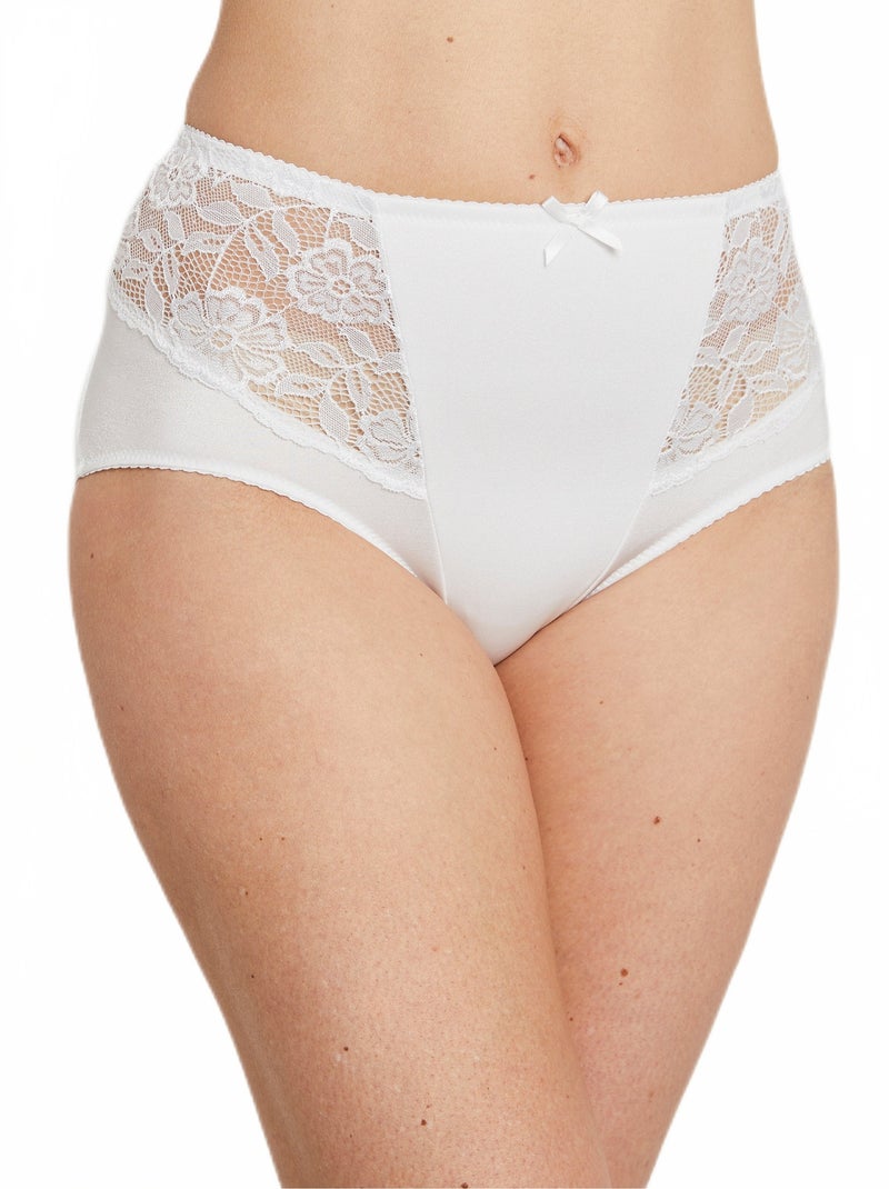 Culotte gainante maille microfibre et dentelle Blanc - Kiabi