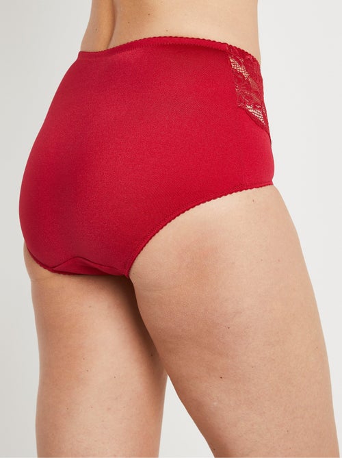Culotte gainante maille microfibre et dentelle - Kiabi