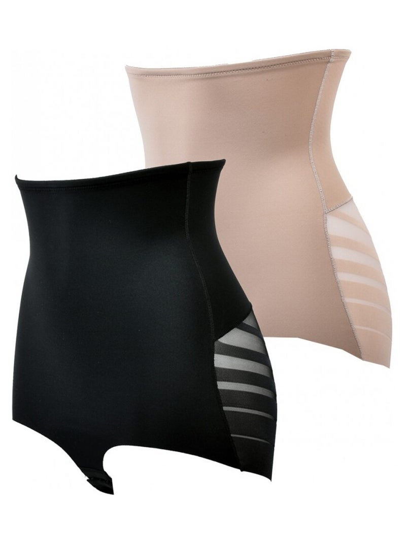 Culotte Gainante Sculptante TRESS Effet AMINCISSANT - Pack de 2 Beige/Noir - Kiabi