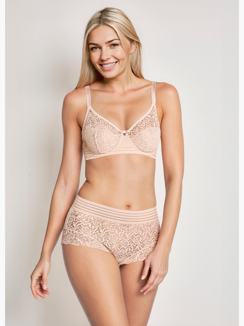 Culotte gainante taille haute dentelle - Afibel Beige - Kiabi