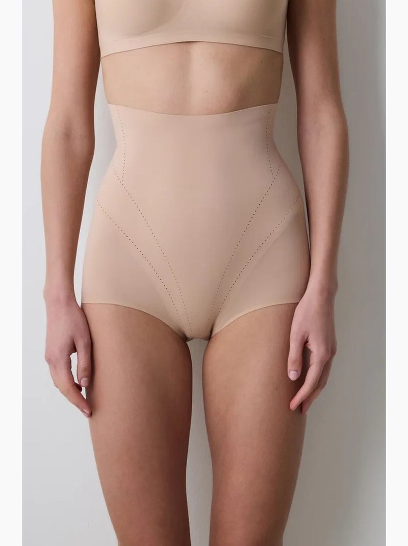 Culotte gainante taille haute légère invisible penti Beige argile - Kiabi