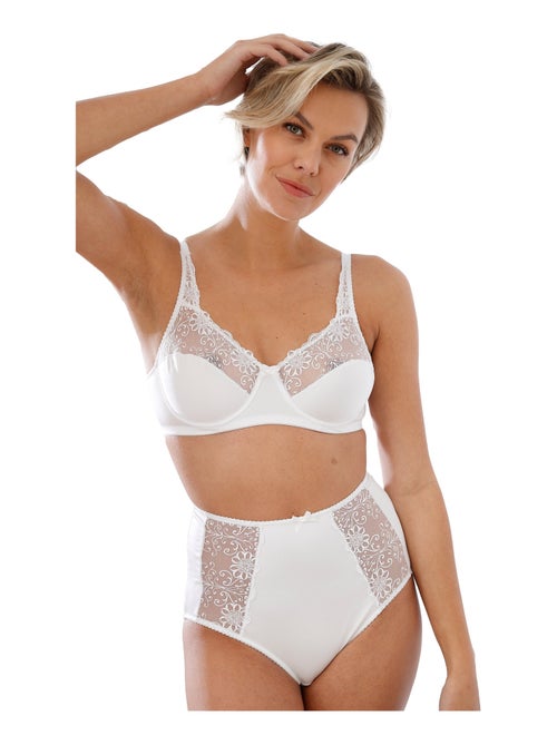 Culotte gainante taille haute tulle brodé - Kiabi