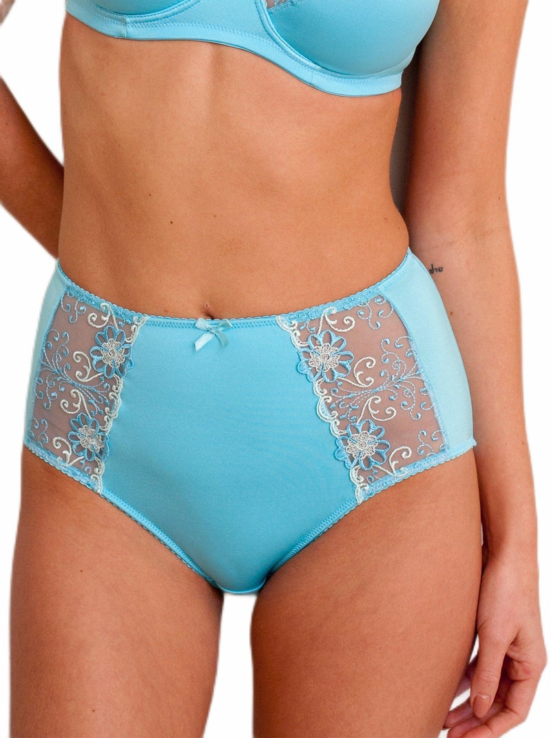 Culotte gainante taille haute tulle brodé Bleu - Kiabi