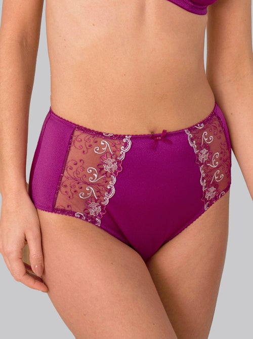 Culotte gainante taille haute tulle brodé - Kiabi