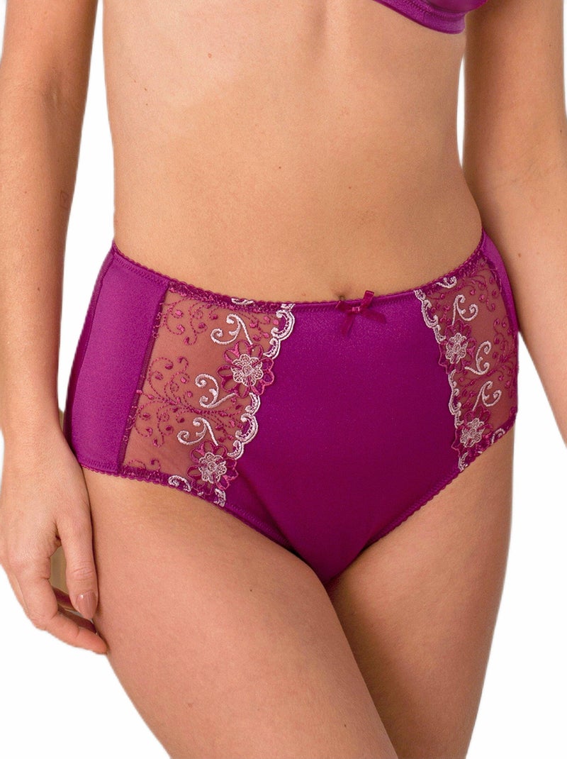 Culotte gainante taille haute tulle brodé Violet foncé - Kiabi