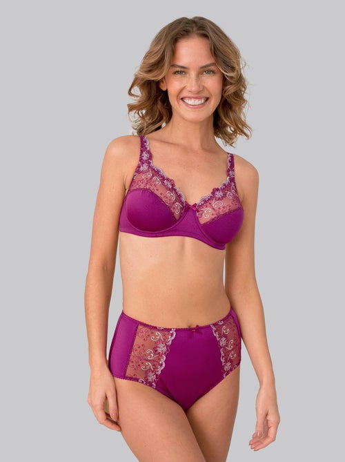 Culotte gainante taille haute tulle brodé - Kiabi