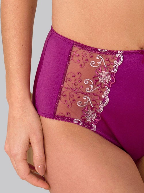 Culotte gainante taille haute tulle brodé - Kiabi