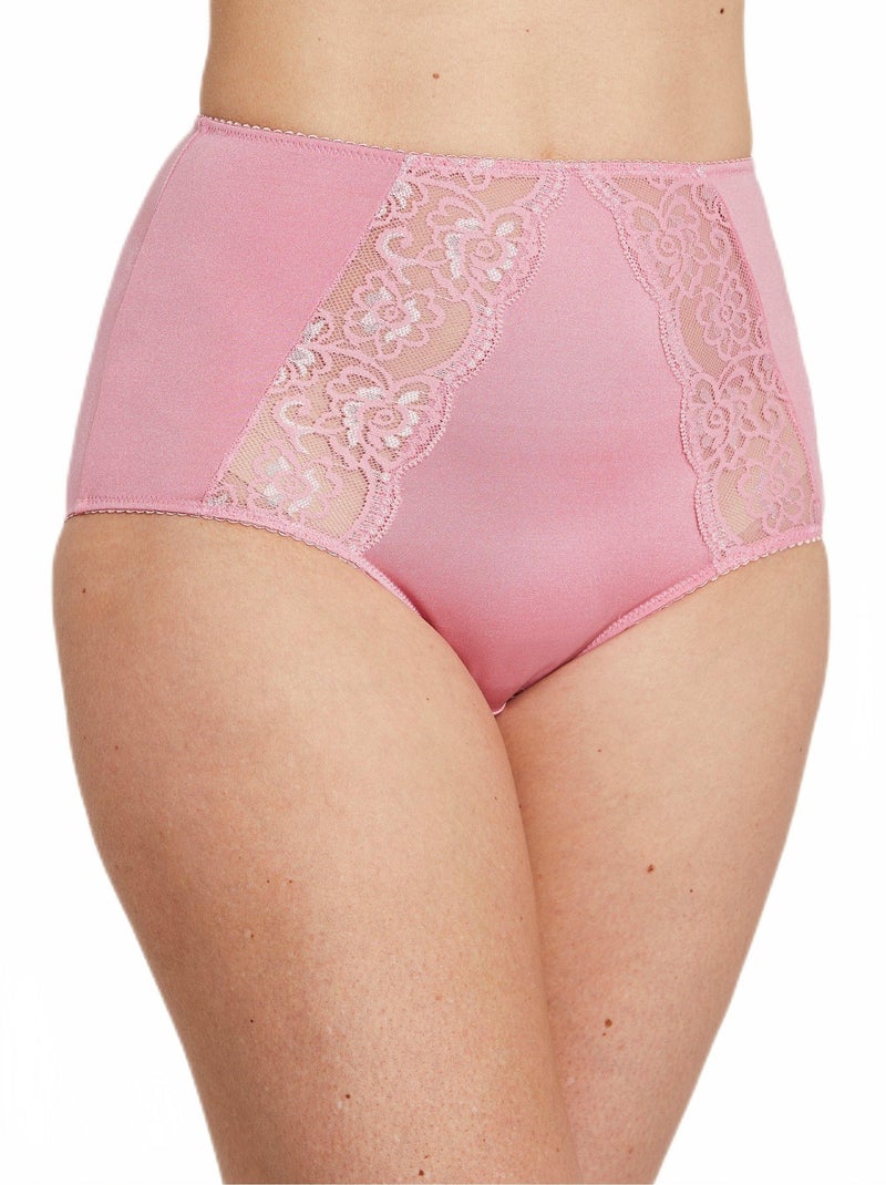 Culotte gainante ventre plat dentelle Rose - Kiabi