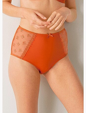 Culotte gainante ventre plat tulle brodé - Afibel