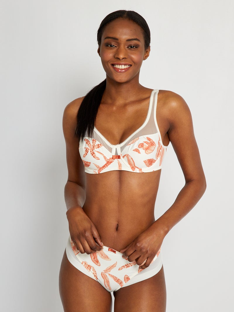 Culotte Generous 'DIM' écru/rose corail - Kiabi