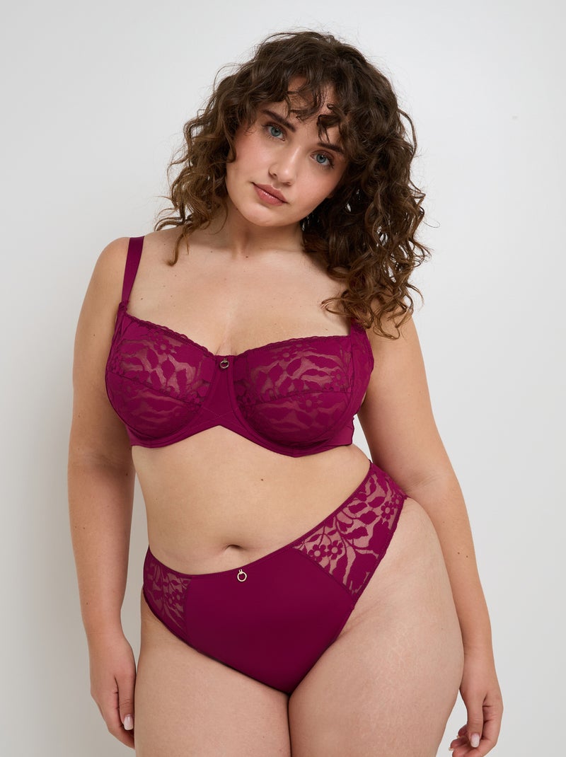 Culotte grande taille dentelle Fran - RougeGorge Lingerie Violet prune - Kiabi