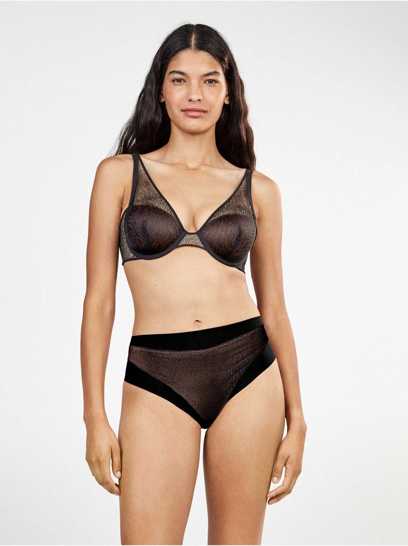 Culotte haut dentelle imprimé animal Noir - Kiabi