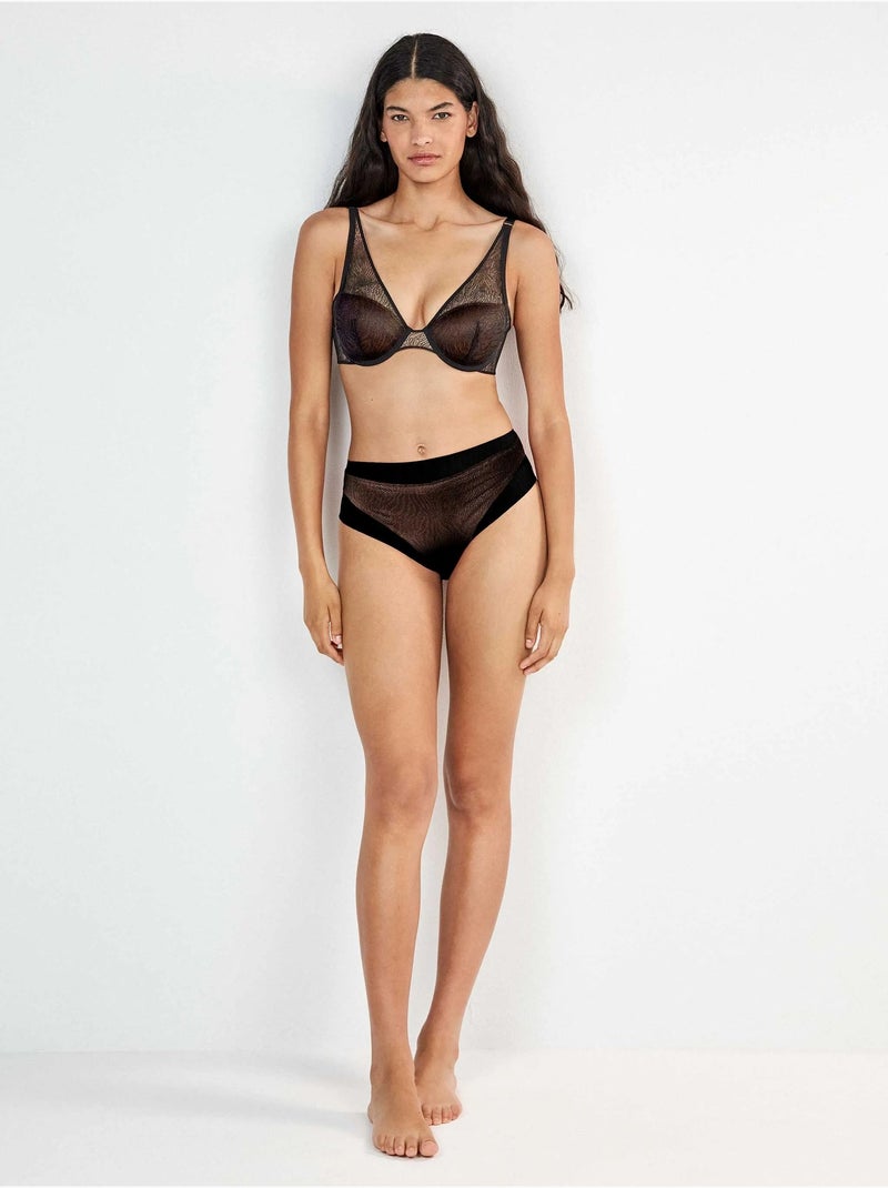 Culotte haut dentelle imprimé animal Noir - Kiabi