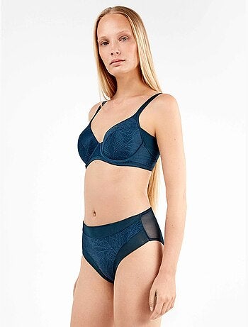 Culotte haute à motifs de feuilles sur toute la surface