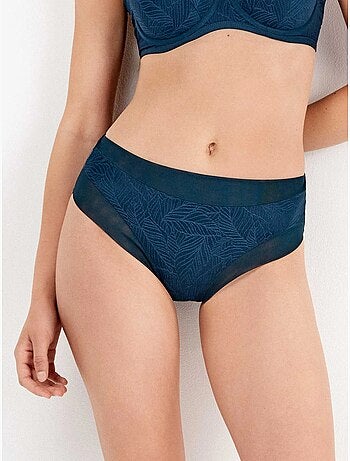 Culotte haute à motifs de feuilles sur toute la surface