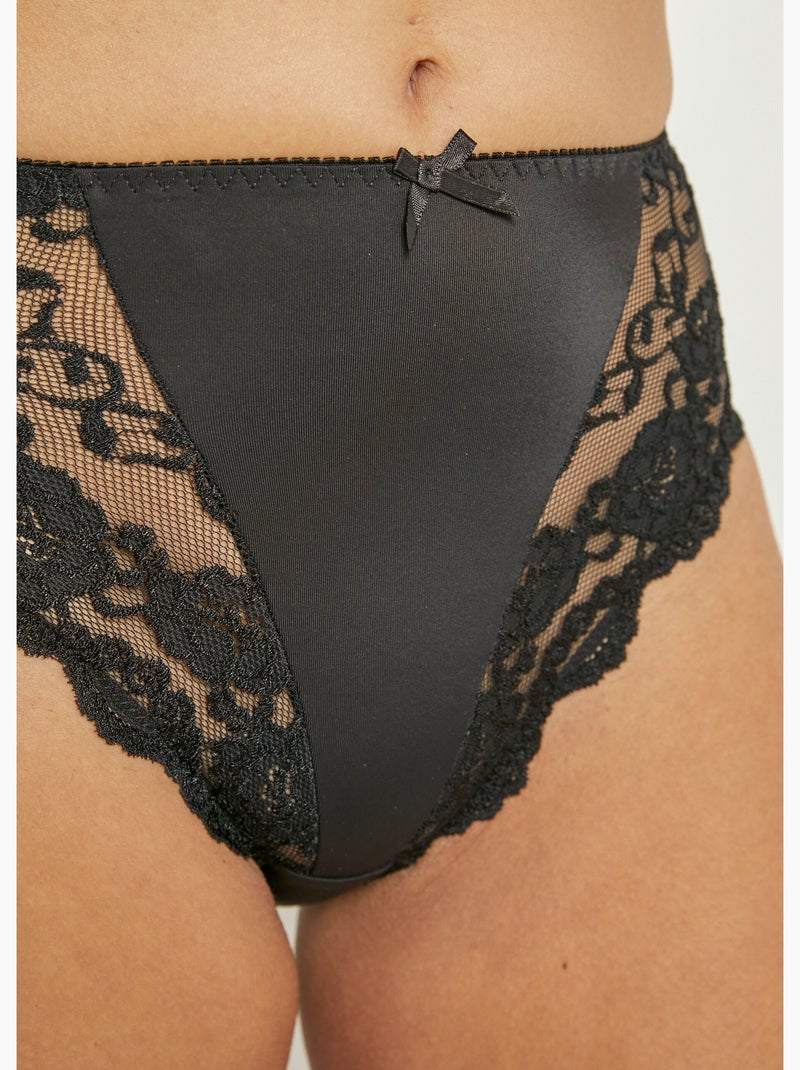 Culotte haute avec dentelle Noir - Kiabi