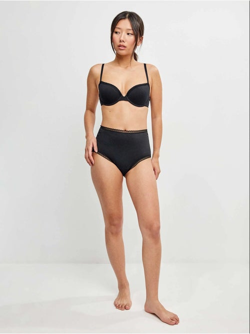 Culotte haute avec galon de plumetis - Kiabi