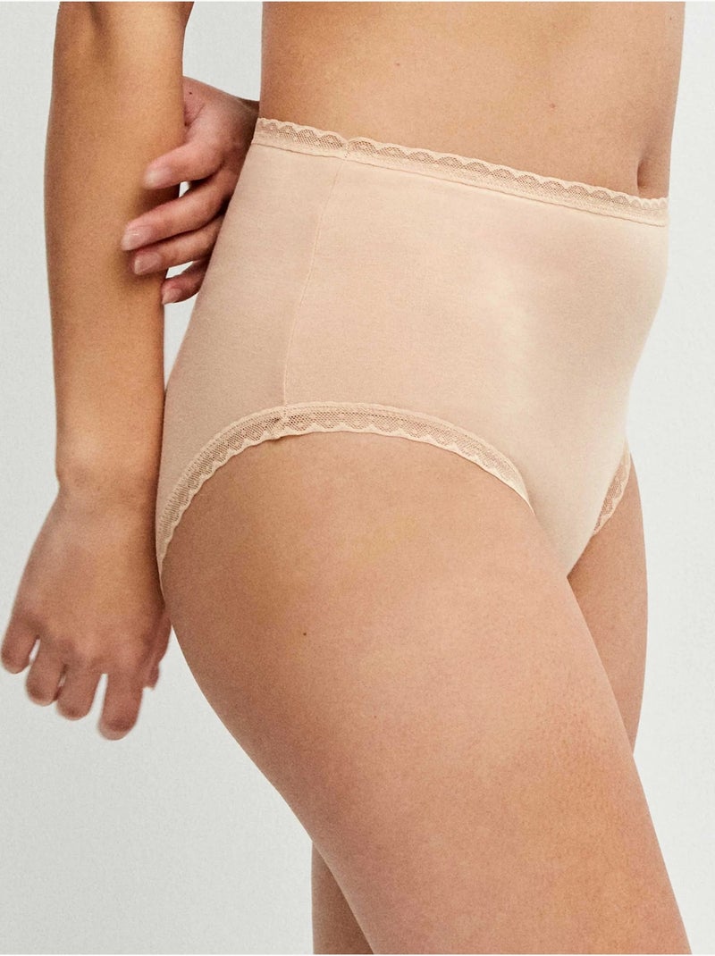 Culotte haute avec galon de plumetis Rose - Kiabi