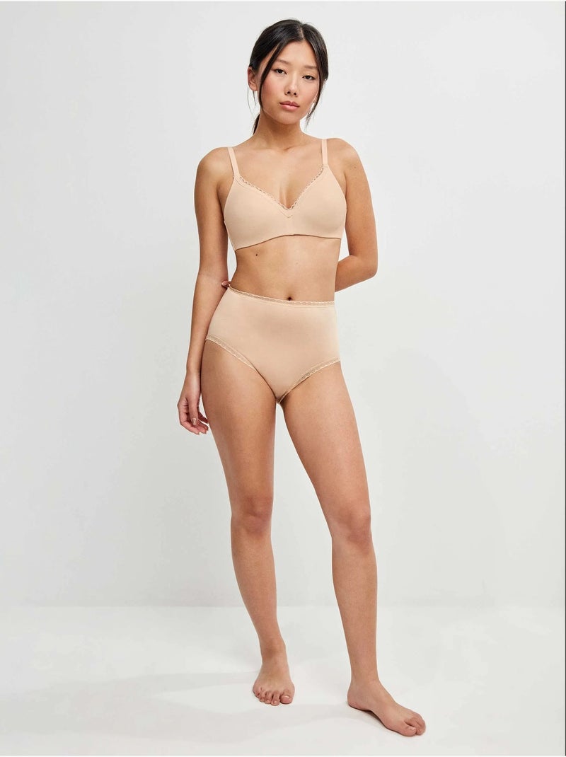 Culotte haute avec galon de plumetis Rose - Kiabi