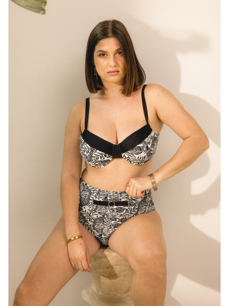 Culotte haute de maillot de bain Beach Blanc Noir - Kiabi