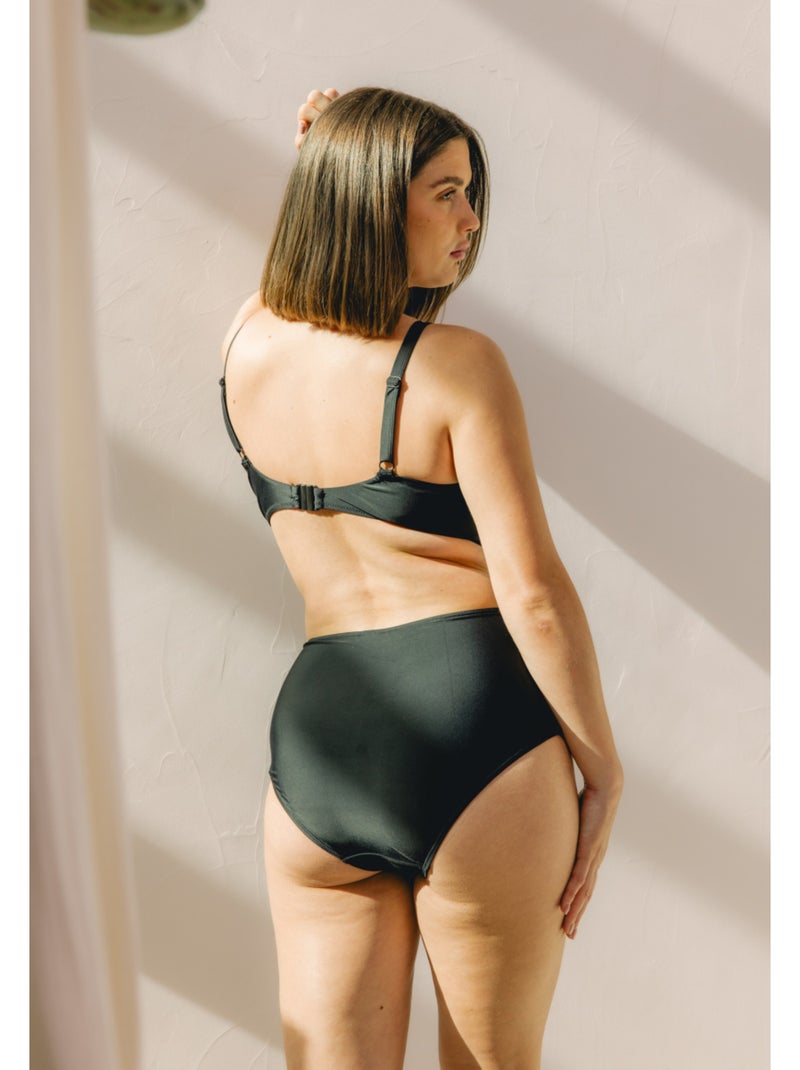 Culotte haute de maillot de bain Bija Noir Kaki - Kiabi