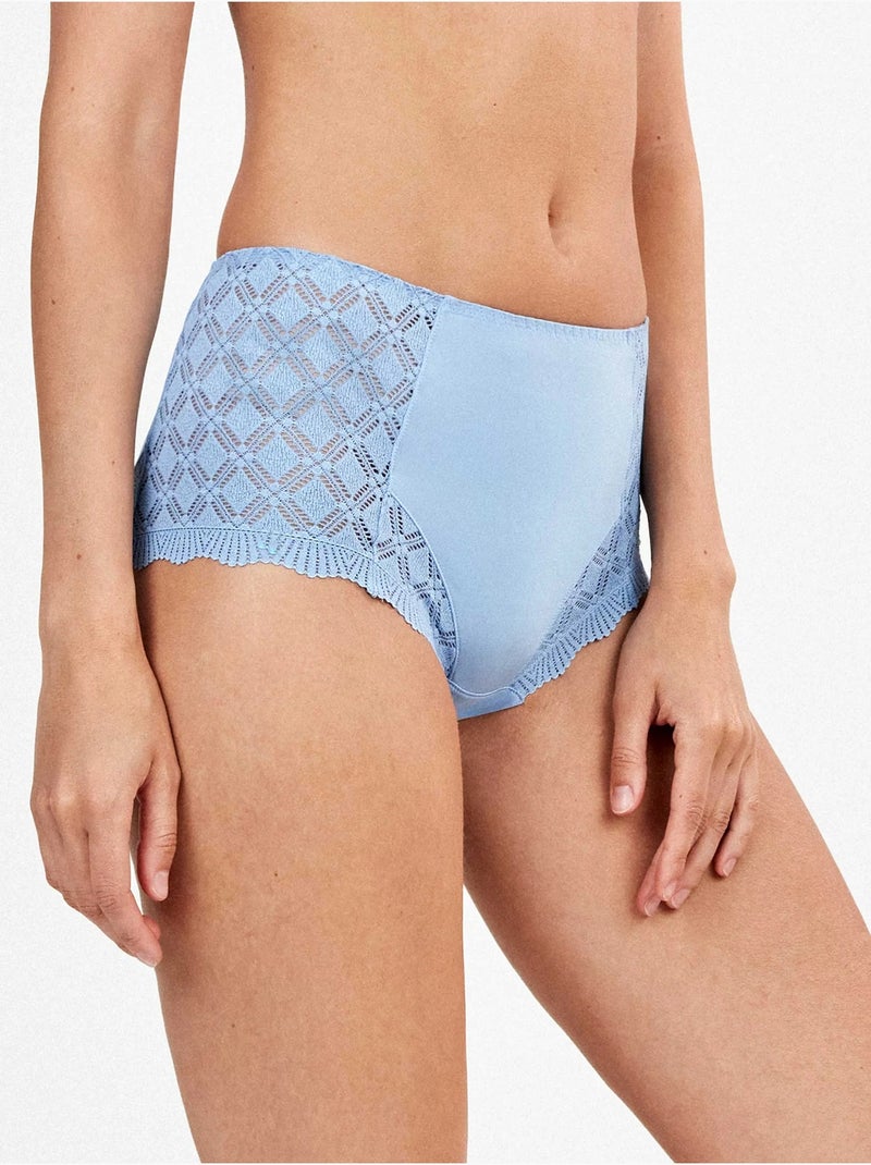 Culotte haute dentelle géométrique Ciel - Kiabi