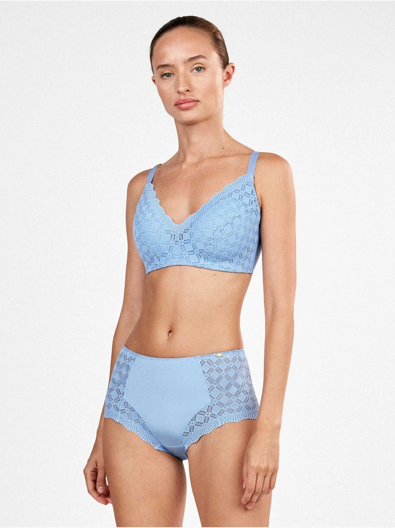Culotte haute dentelle géométrique Ciel - Kiabi
