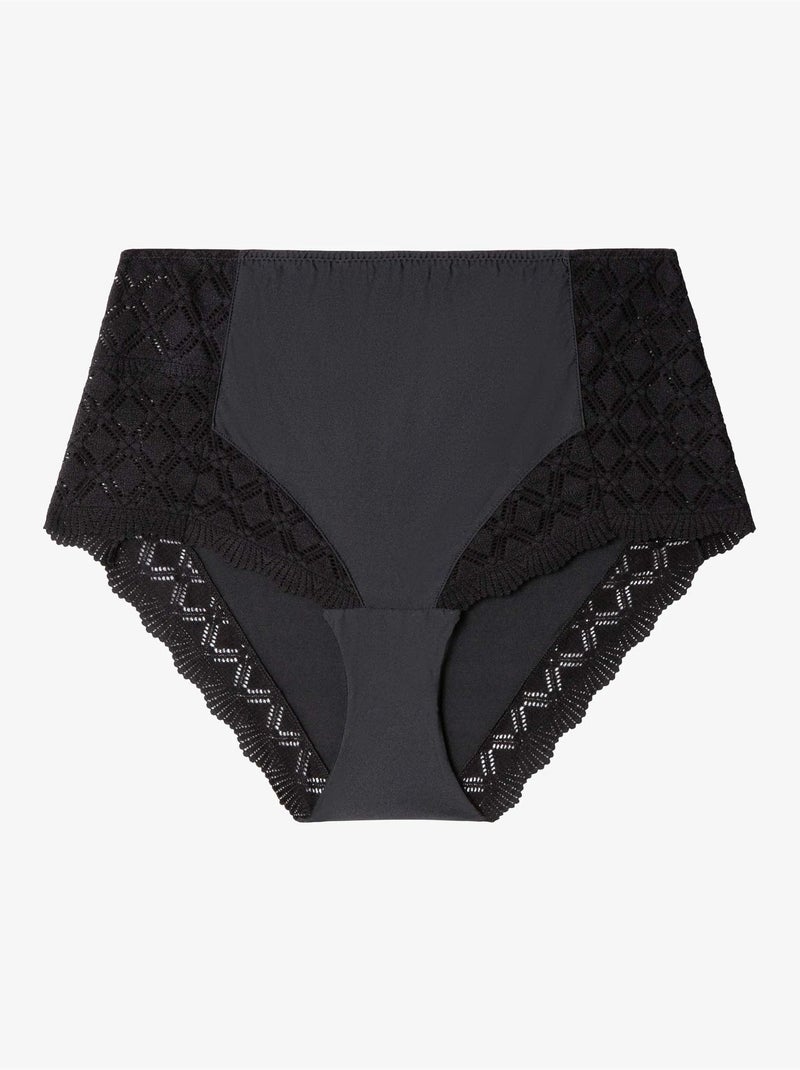 Culotte haute dentelle géométrique Noir - Kiabi