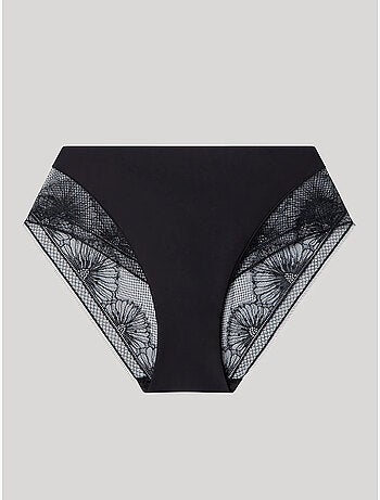 Culotte haute effet string avec finition effilochée