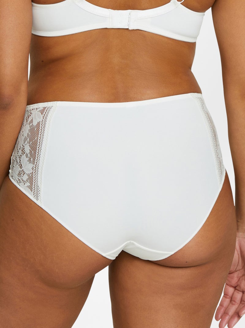 Culotte haute en dentelle et microfibre 'Sans complexe' Beige - Kiabi