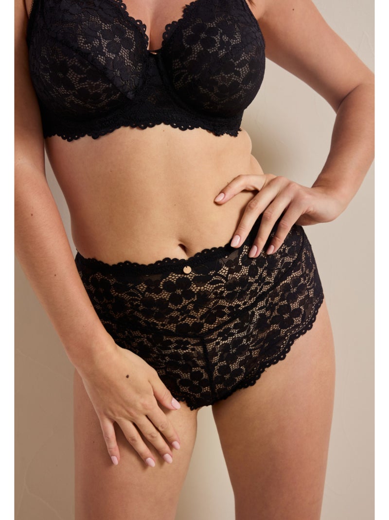 Culotte haute en dentelle Zélie Noir - Kiabi
