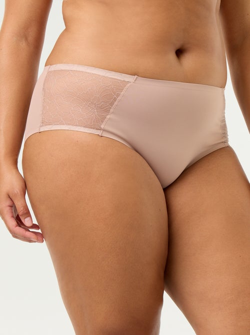 Culotte haute en microfibre avec dentelle - Kiabi Culotte haute en microfibre avec dentelle - Kiabi