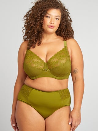 Culotte haute en microfibre avec dentelle