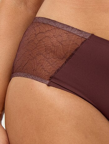 Culotte haute en microfibre avec dentelle