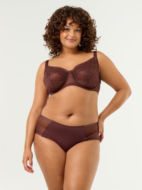 Culotte haute en microfibre avec dentelle - Kiabi Culotte haute en microfibre avec dentelle - Kiabi