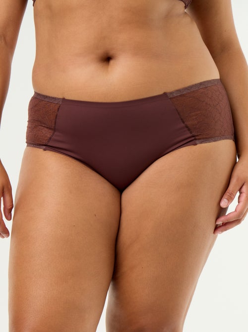 Culotte haute en microfibre avec dentelle - Kiabi Culotte haute en microfibre avec dentelle - Kiabi