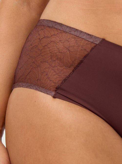 Culotte haute en microfibre avec dentelle - Kiabi Culotte haute en microfibre avec dentelle - Kiabi