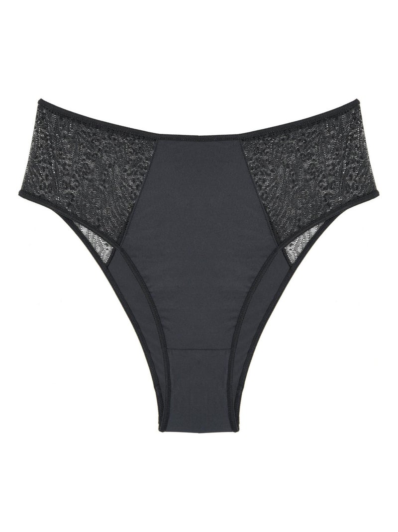 Culotte haute microfibre et tulle Olena - RougeGorge Lingerie Noir - Kiabi