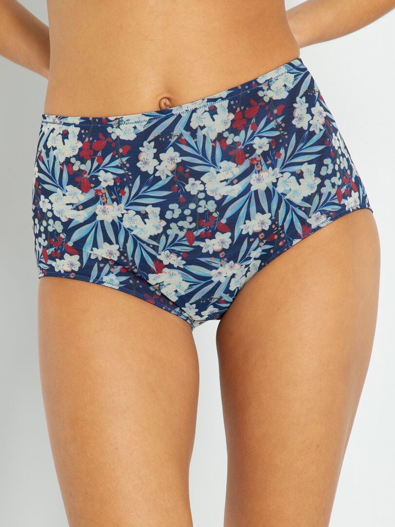 Culotte haute 'Sans Complexe' bleu imprimé - Kiabi