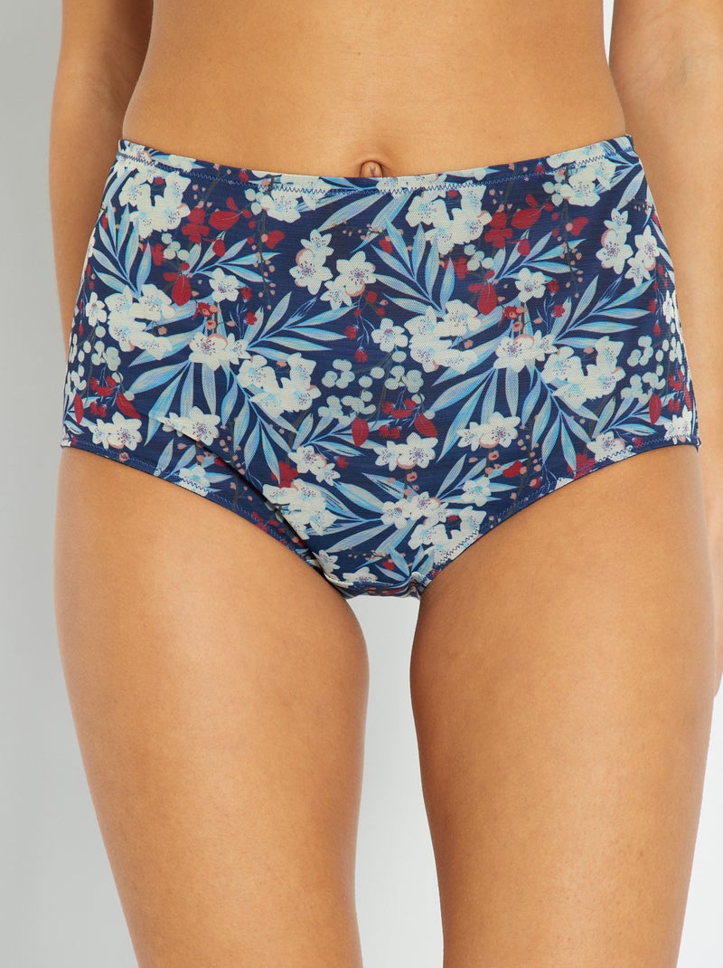 Culotte haute 'Sans Complexe' bleu imprimé - Kiabi