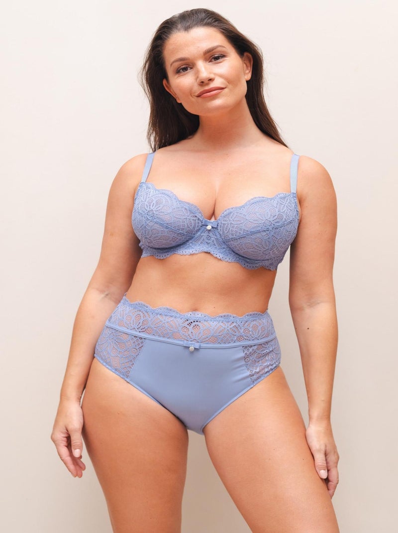 CULOTTE HAUTE SARAH BLEU LINGERIE Bleu - Kiabi