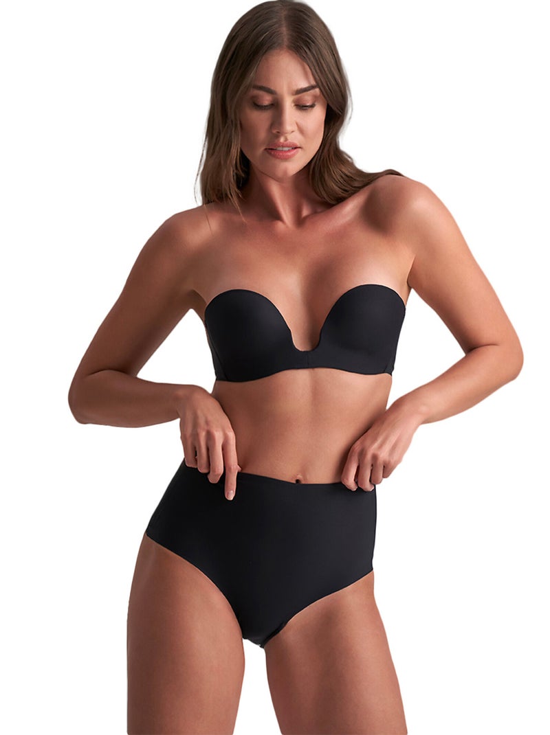 Culotte hauteur moyenne à dos bas Shapewear Noir - Kiabi